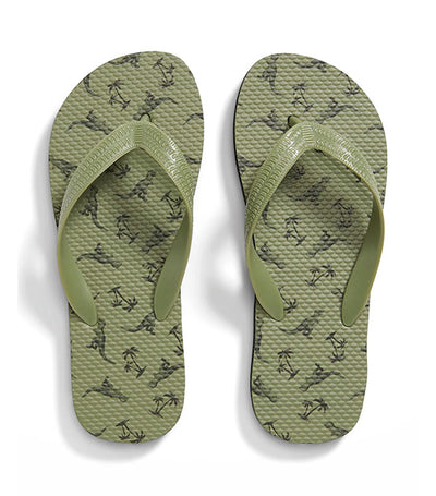 Printed Flip-Flop Sandals for Boys (Partially Plant-Based) - Green Dinosaur