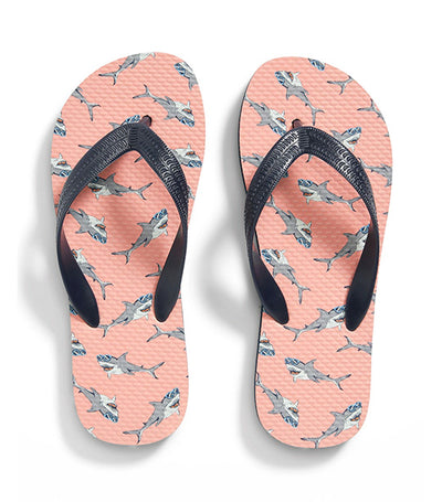 Printed Flip-Flop Sandals for Boys (Partially Plant-Based) - Sharks