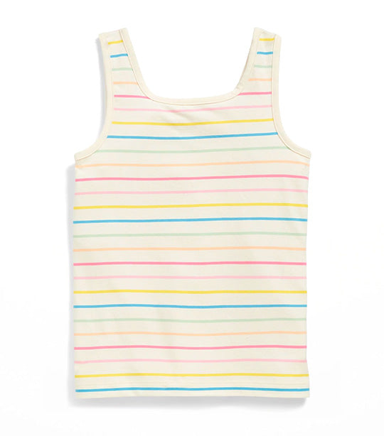 Printed Fitted Tank Top for Girls - Multi Stripe