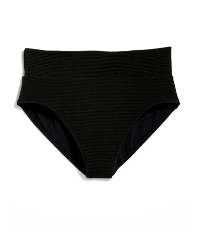 High Waisted Quilted Classic Bikini Swim Bottoms for Women Black Jack