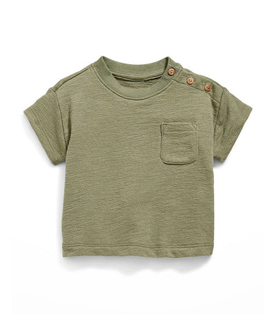 Old Navy Kids Unisex Solid Buttoned Pocket Textured-Knit T-Shirt for Baby - Bare Ground