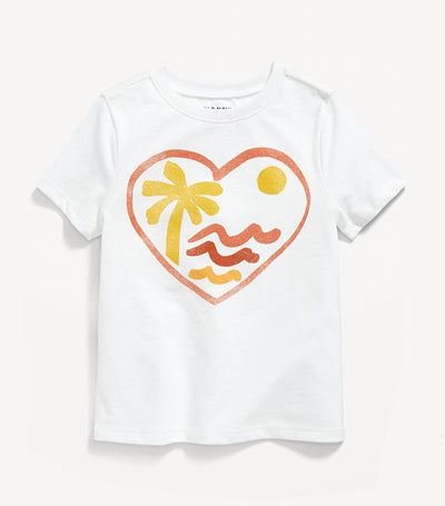 Old Navy Kids Unisex Graphic T-Shirt for Toddler - Heart Waves