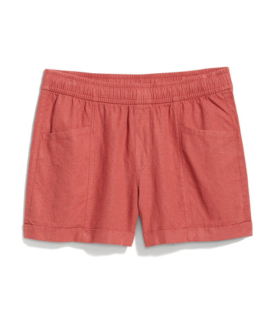 High-Waisted Linen-Blend Shorts for Women 3.5-Inch Inseam Mineral Rouge