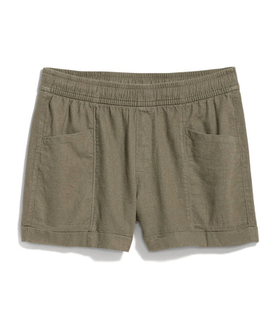 High-Waisted Linen-Blend Shorts for Women 3.5-Inch Inseam Olive