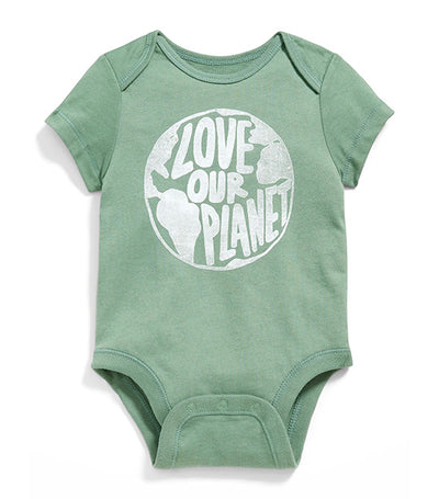 Old Navy Kids Matching Unisex "Love Our Planet" Graphic Bodysuit for Baby - Green Earth