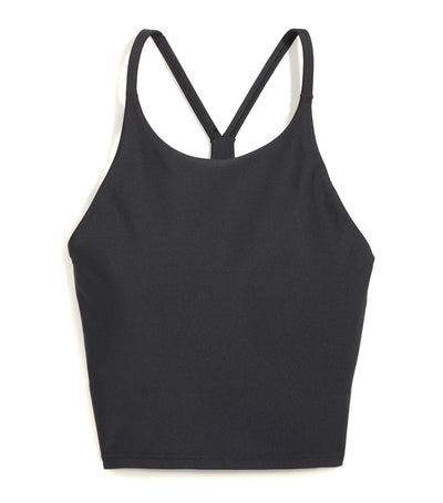 Light Support PowerSoft Longline Sports Bra for Women Solid Black Top