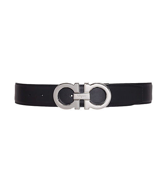 Reversible and Adjustable Gancini Belt Black