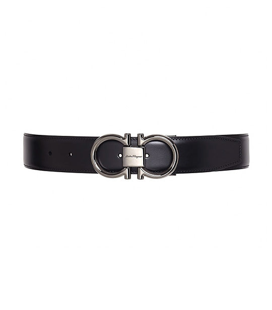 Reversible and Adjustable Gancini Belt Black/Hickory