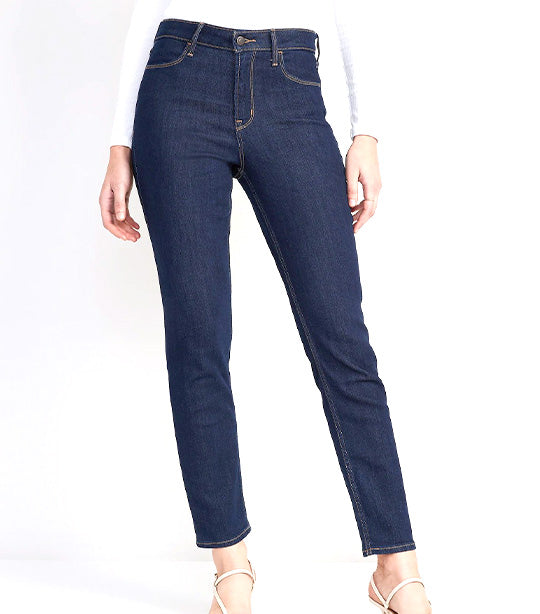 High-Waisted Wow Slim Straight Jeans for Women Rinse