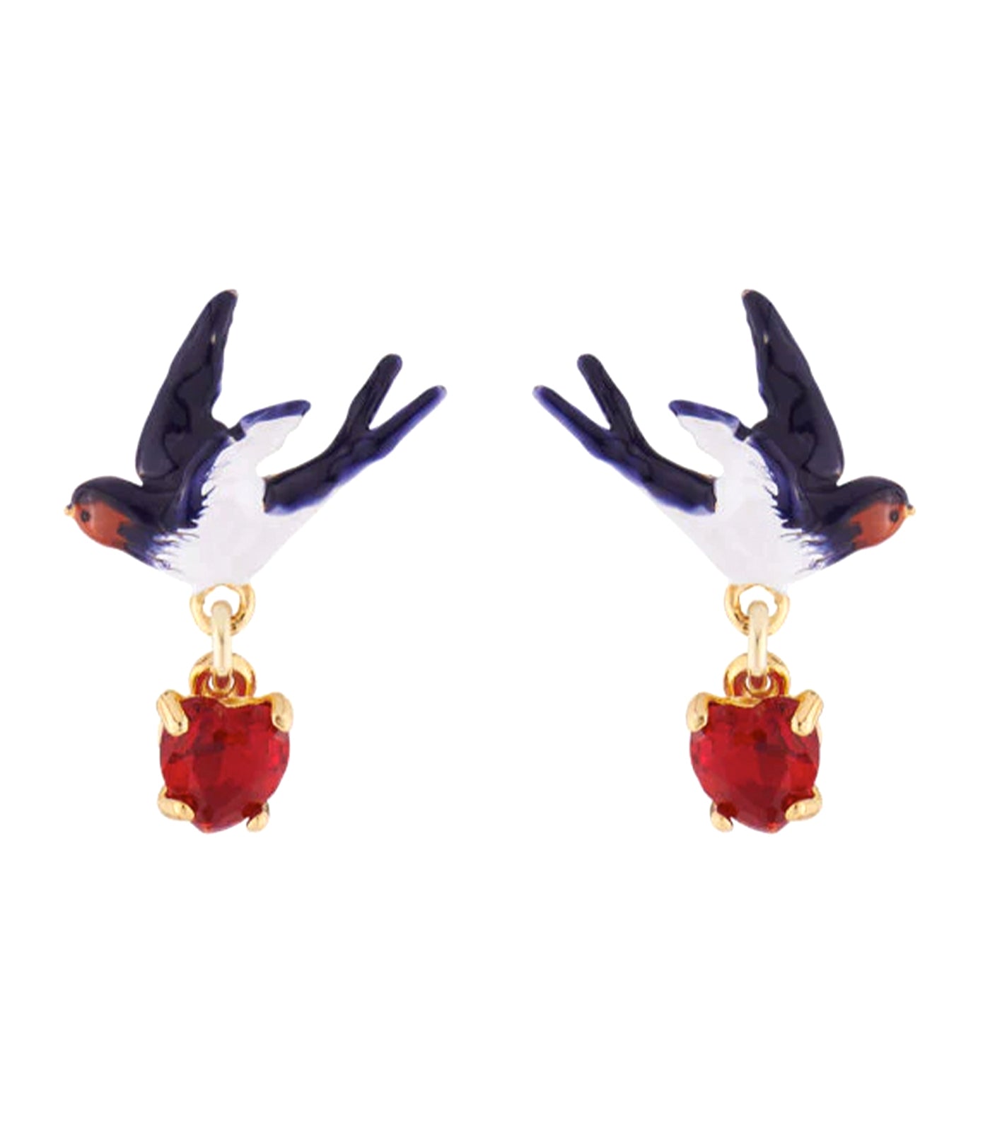 Swallow And Heart Stud Earrings