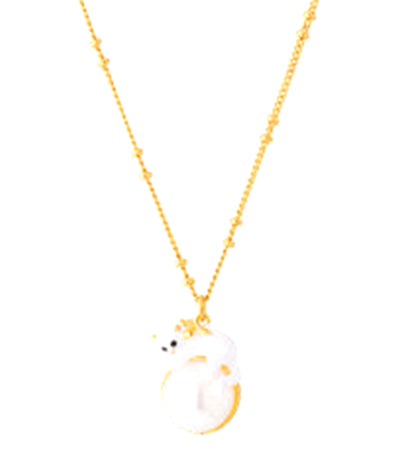 Kitty Pearl Pendant Necklace White