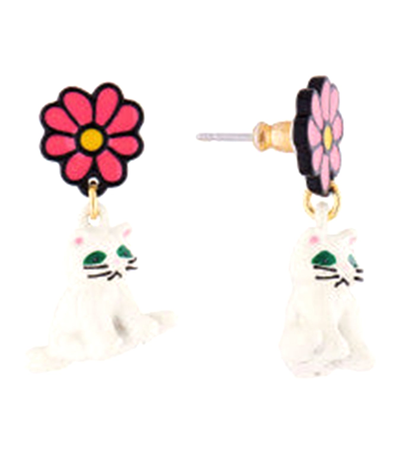 Cat And Daisy Earrings White