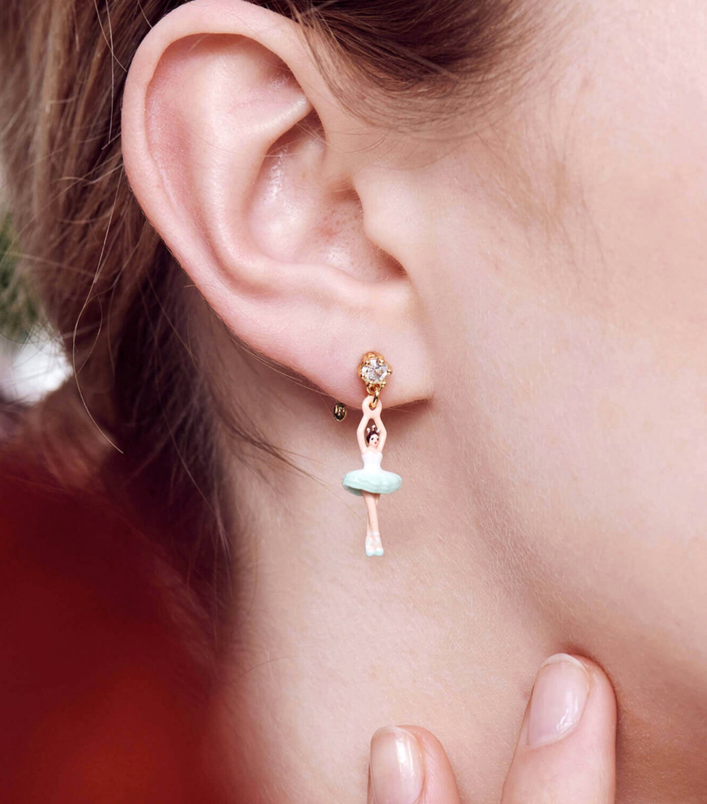 Ballerina And Faceted Crystal Earrings