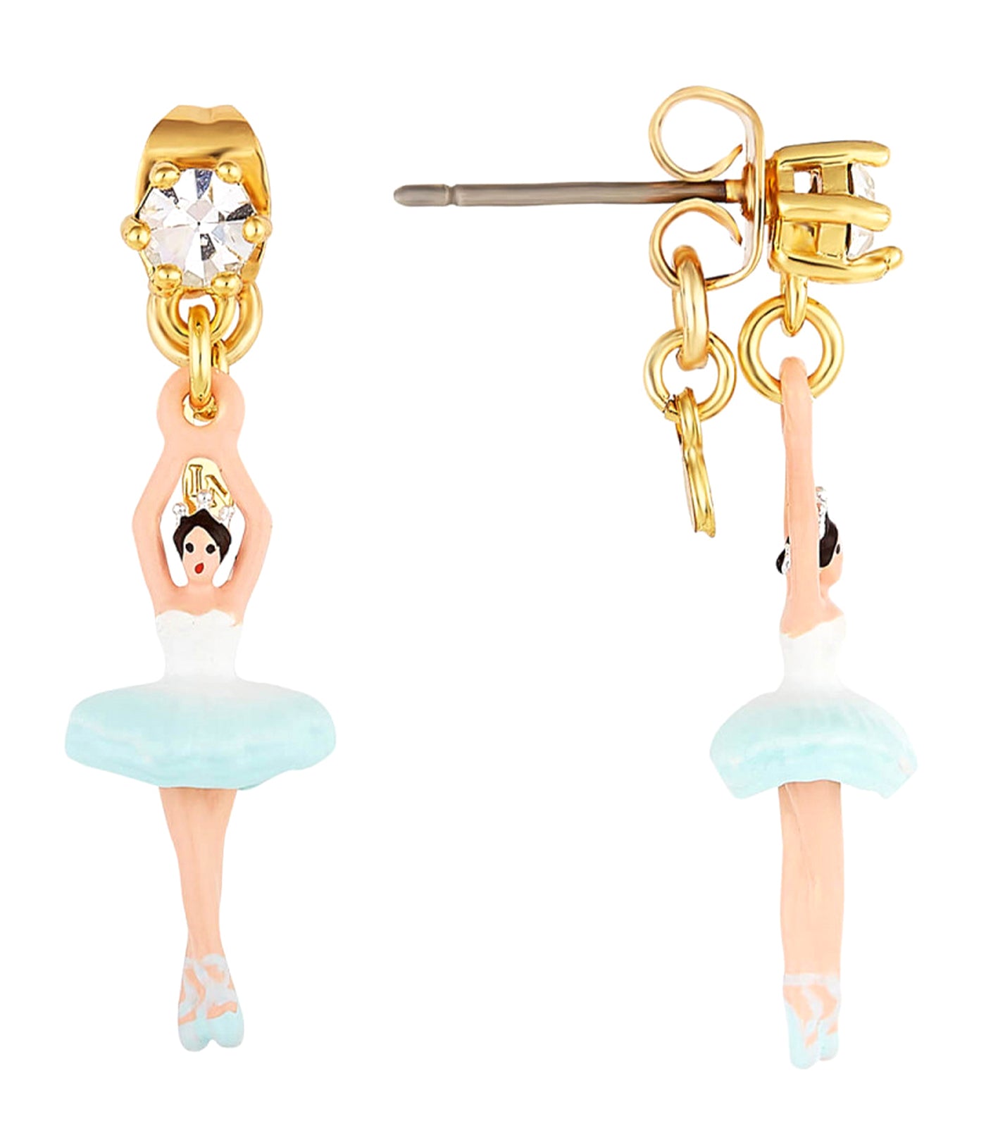 Ballerina And Faceted Crystal Earrings