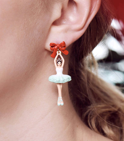 Ballerina And Red Bows Earrings