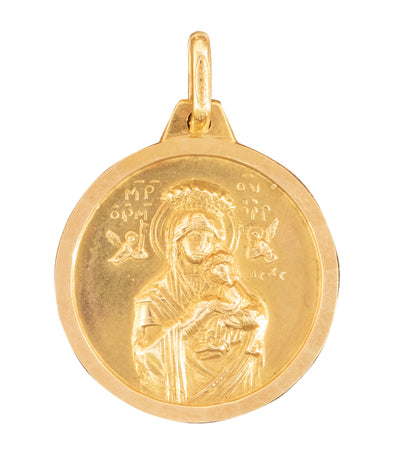 argyor 18k yellow gold medal perpetual help 18mm pendant