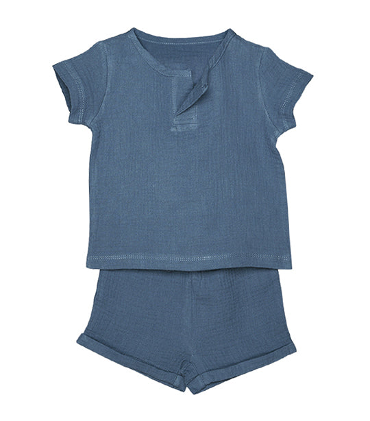 Bali Lounge Top And Shorts Set Blue