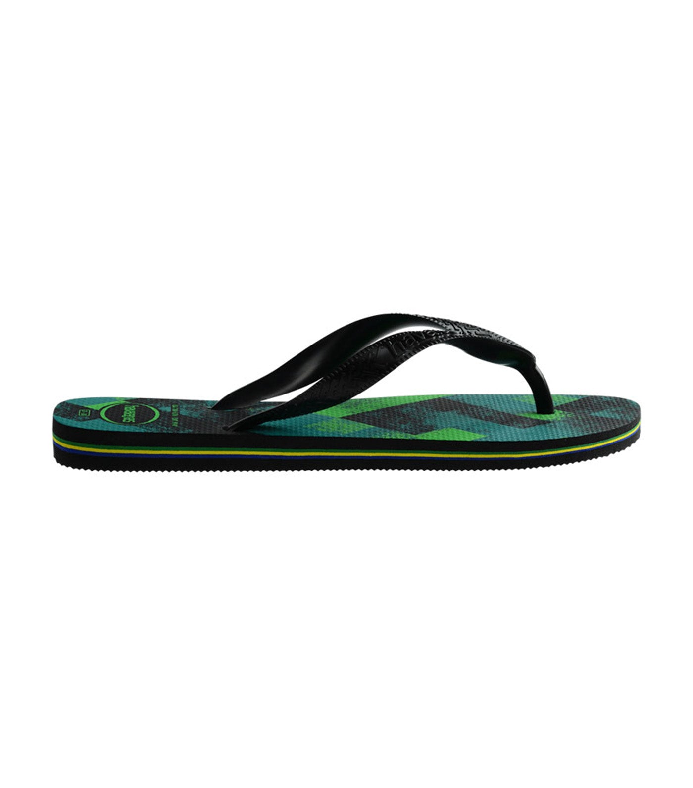 Brazil Fresh Flip Flops in Black/Black/Leaf Green