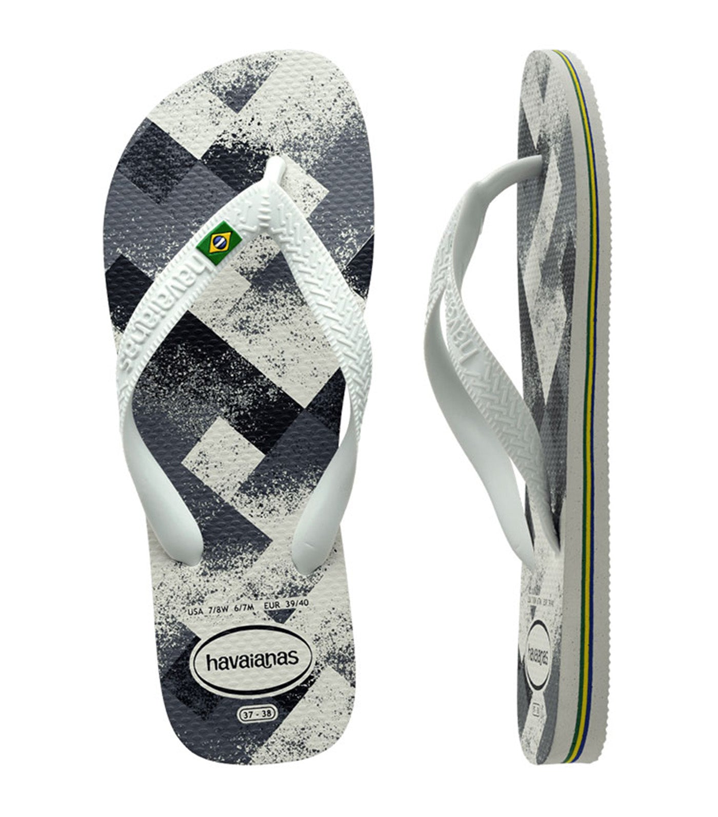 Brazil Fresh Flip Flops in White/White/Gray