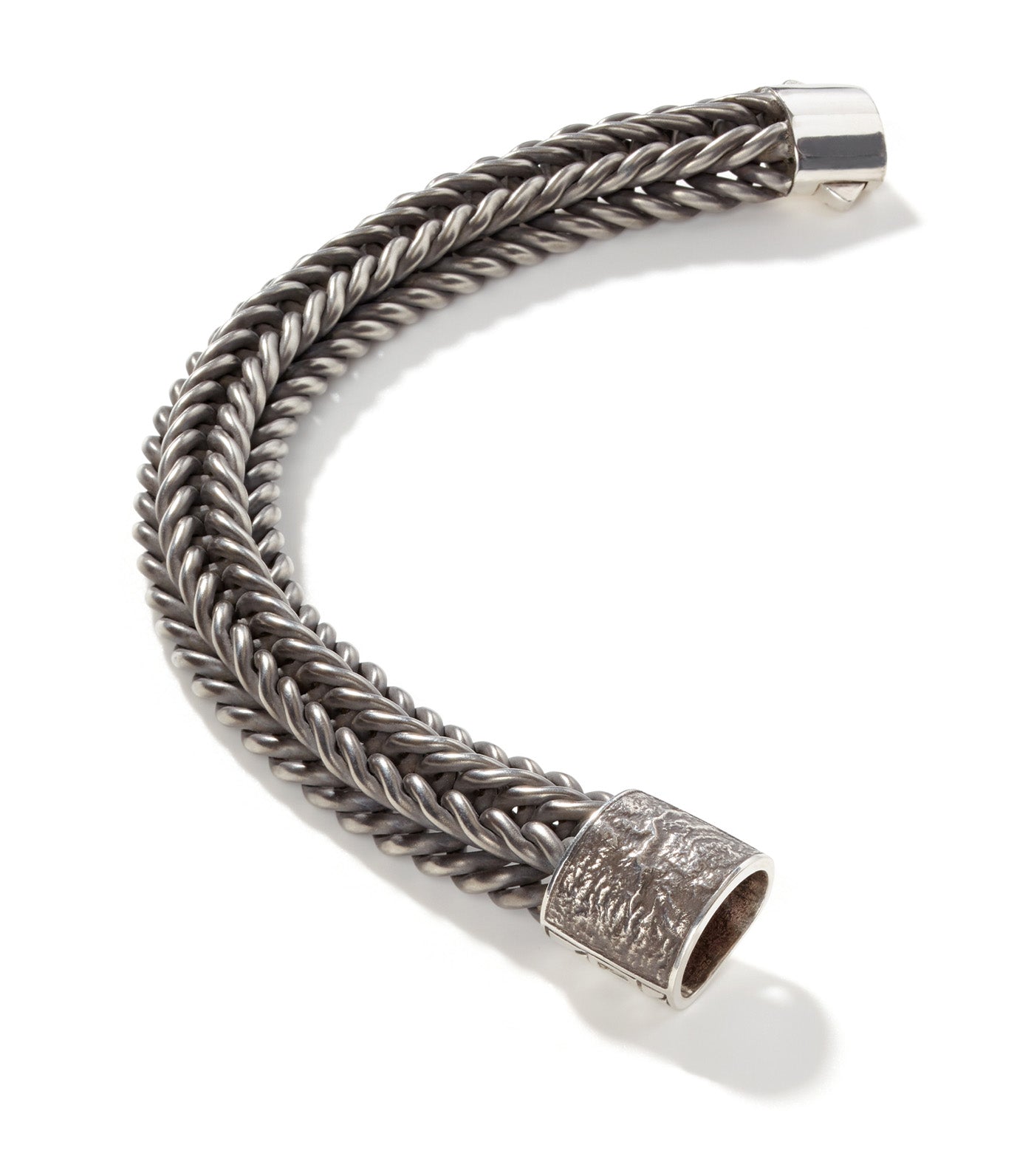 Kami Chain Reticulated Bracelet Matte Black Rhodium-Finish Sterling Silver