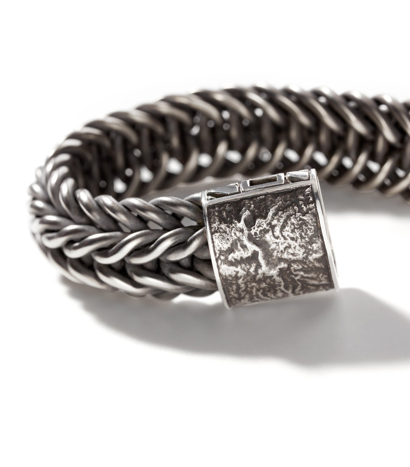 Kami Chain Reticulated Bracelet Matte Black Rhodium-Finish Sterling Silver