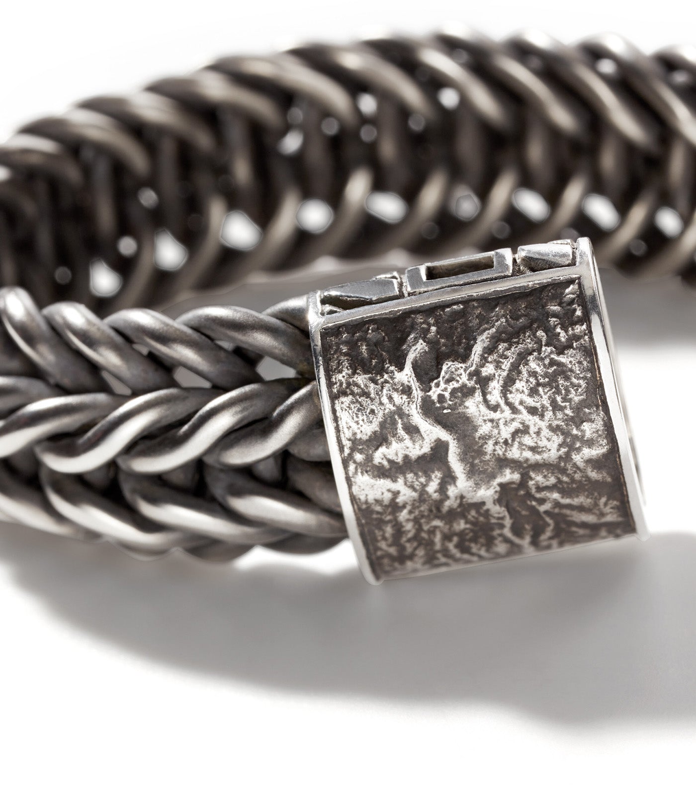 Kami Chain Reticulated Bracelet Matte Black Rhodium-Finish Sterling Silver