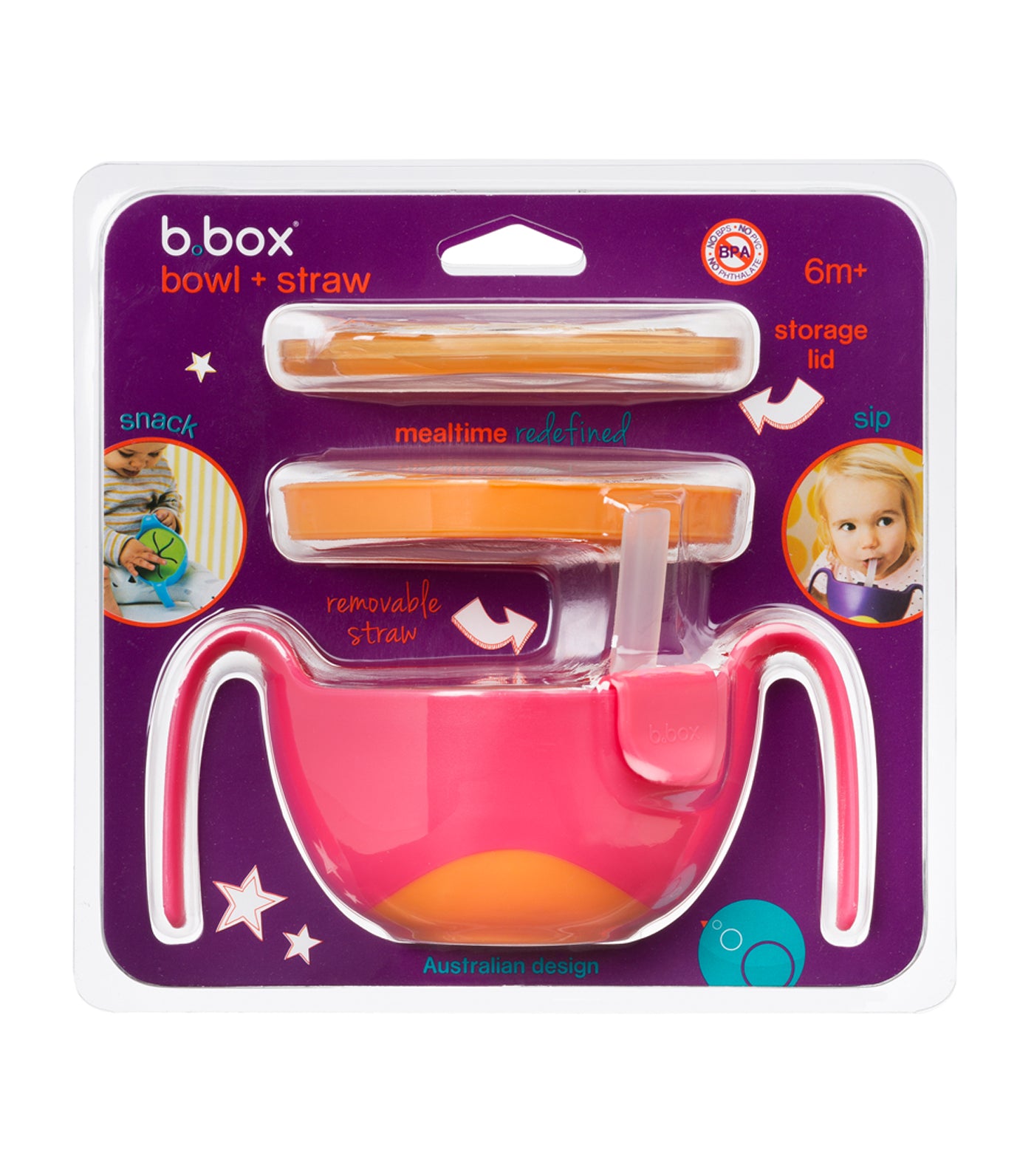 b.box bowl and straw strawberry shake
