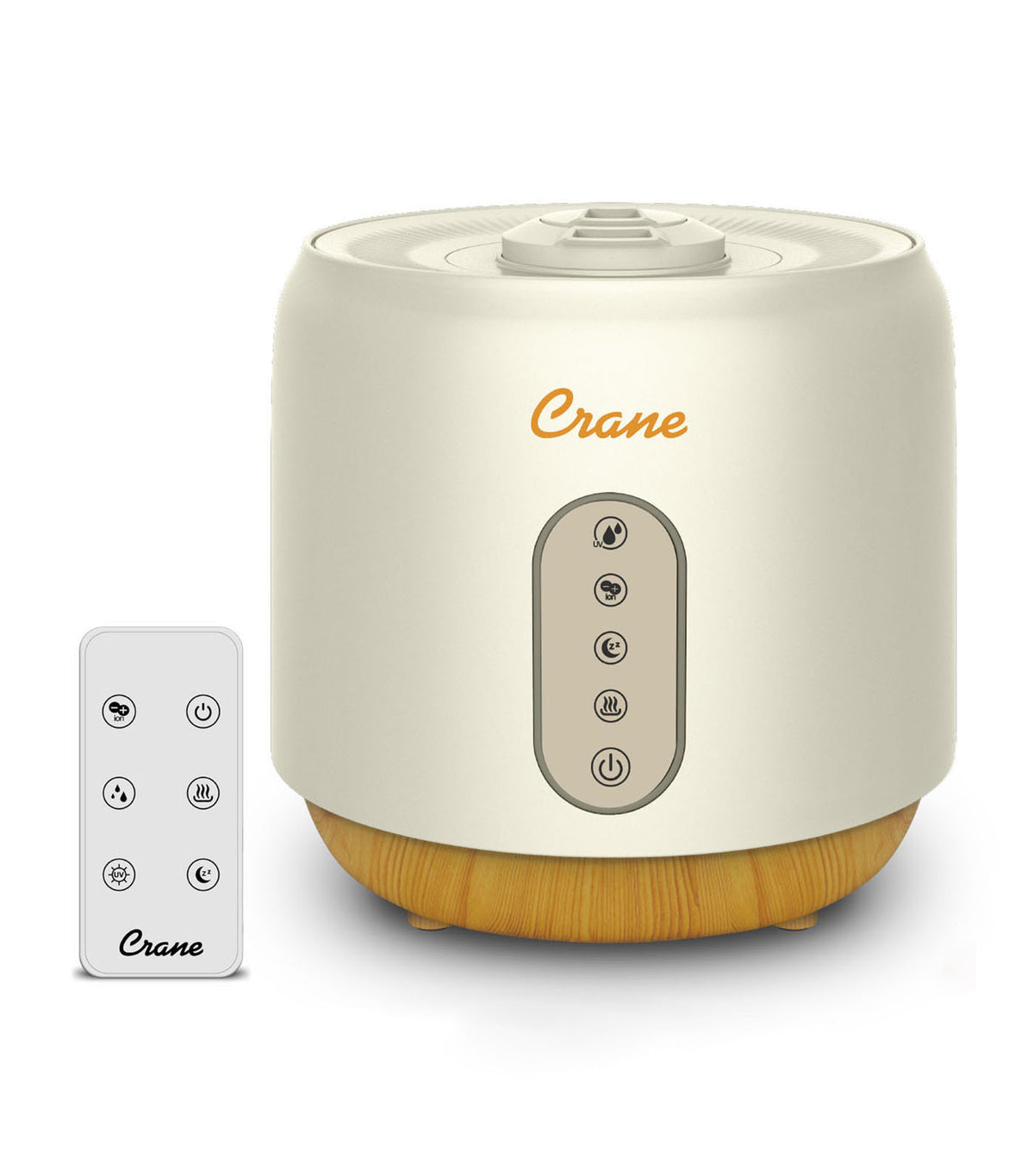 crane 5-in-1 ultrasonic top fill warm and cool mist humidifier + air purifier
