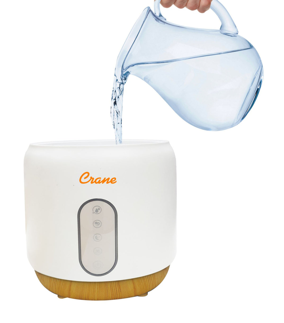 crane 5-in-1 ultrasonic top fill warm and cool mist humidifier + air purifier