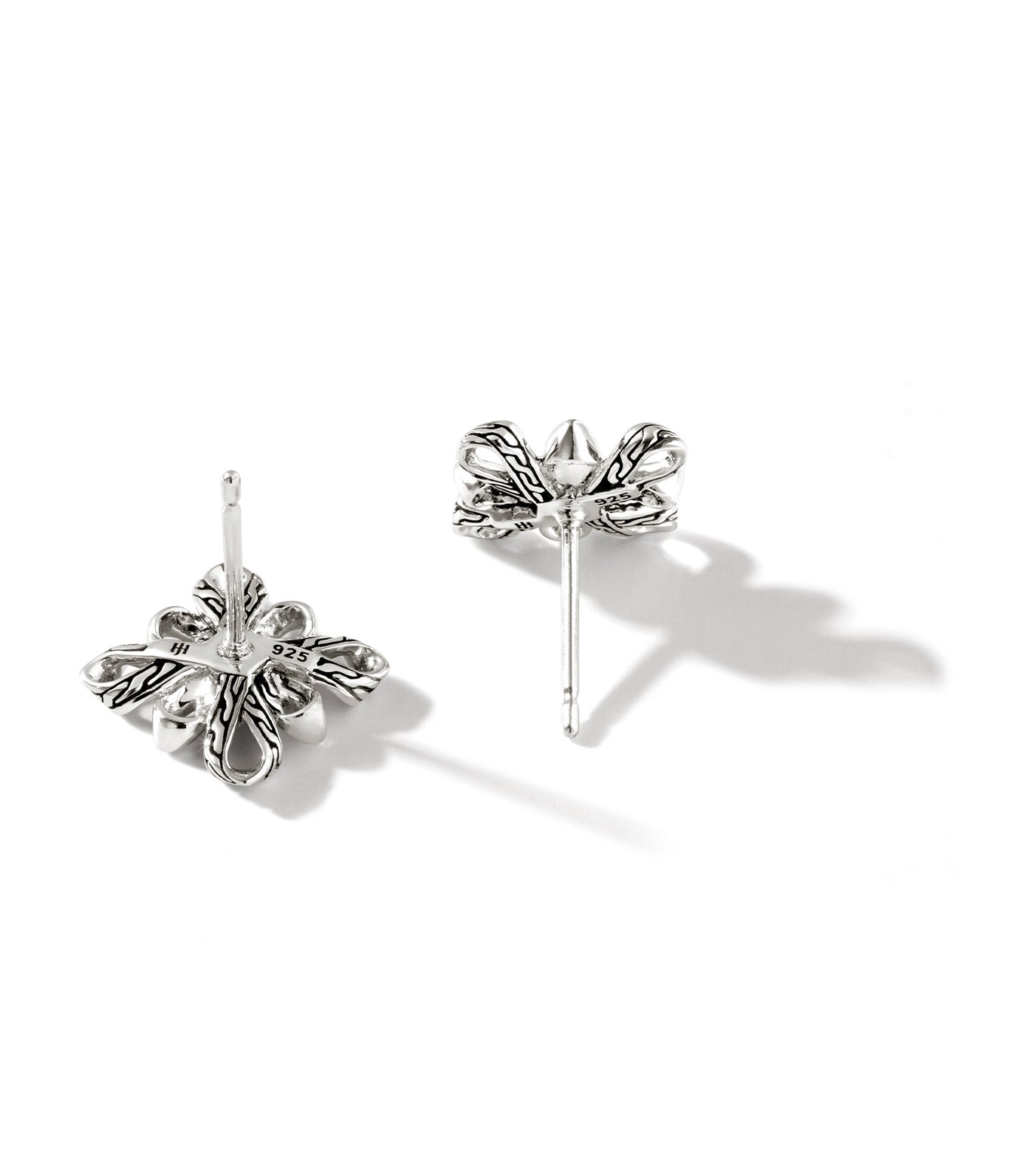 Canang Sari Stud Earring Sterling Silver with 0.05ct DIamonds