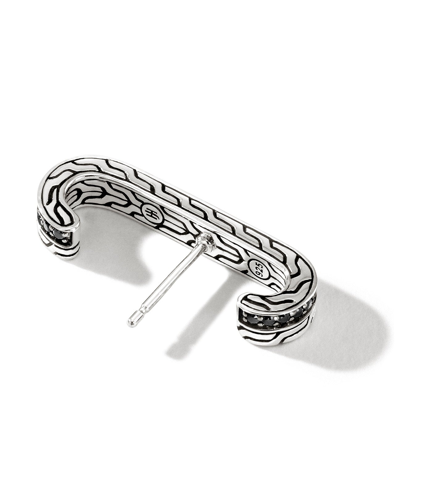 Classic Chain Single Line Earrings Sterling Silver with Treated Black Sapphires and Black Spinel