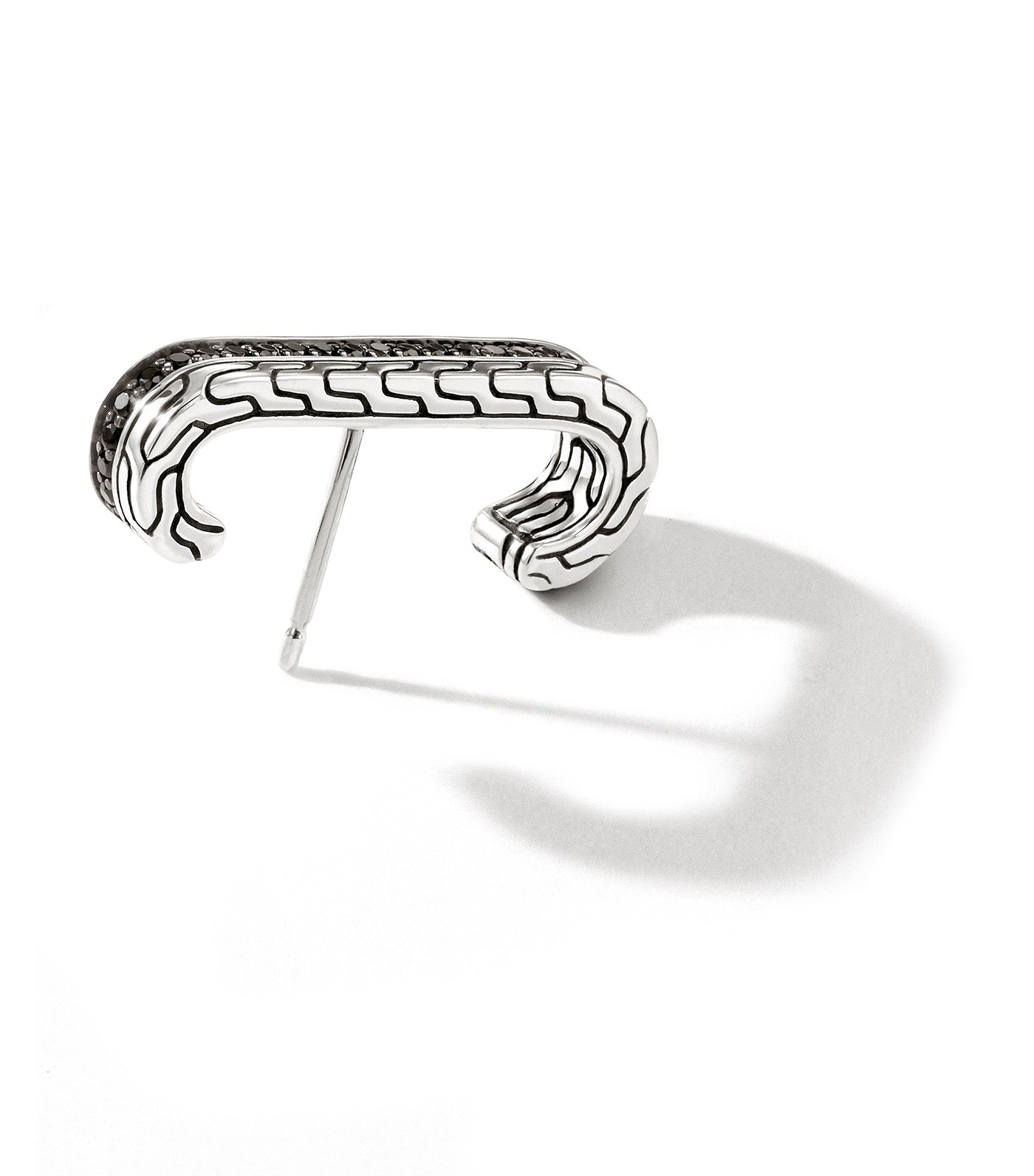 Classic Chain Single Line Earrings Sterling Silver with Treated Black Sapphires and Black Spinel