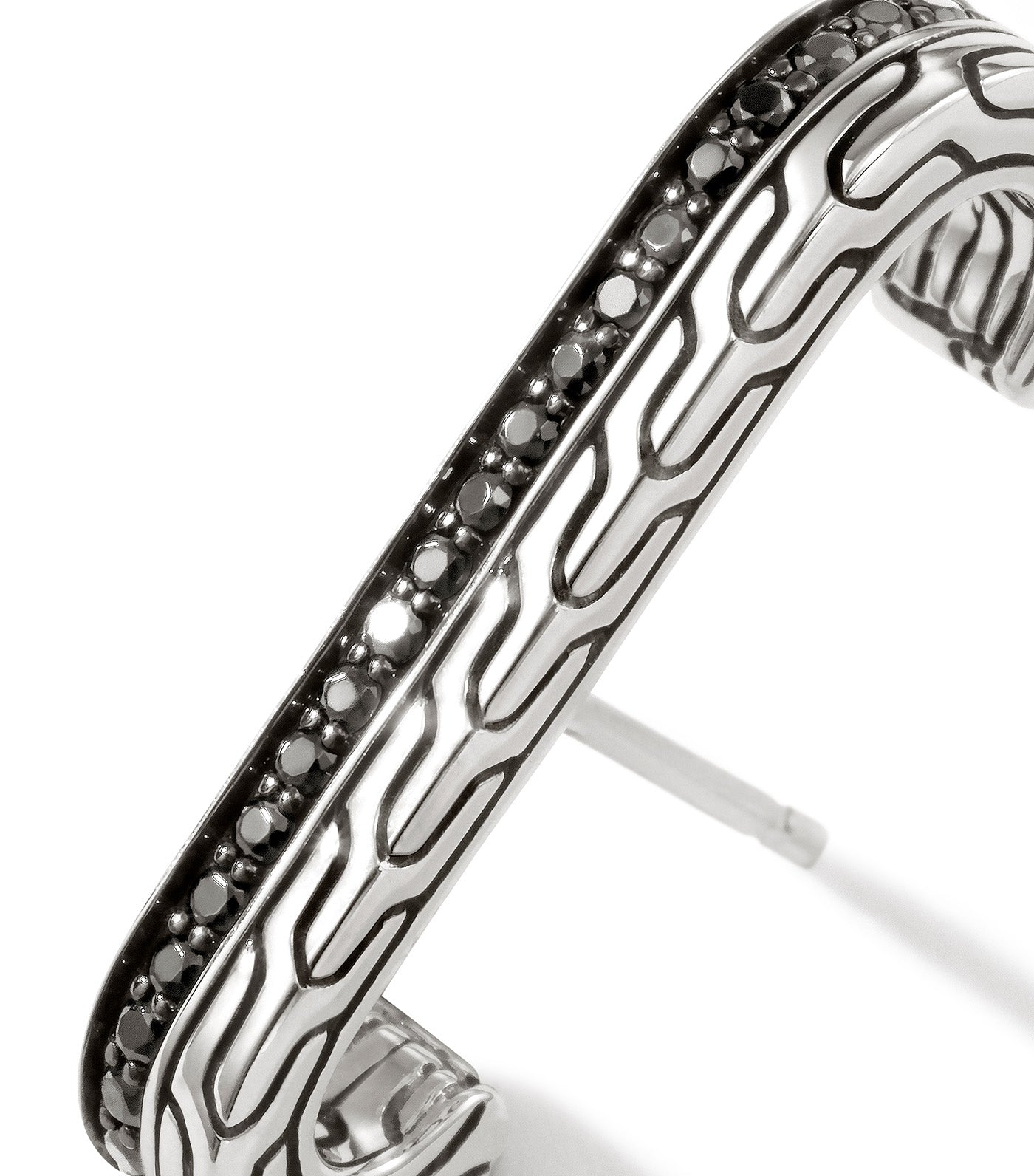 Classic Chain Single Line Earrings Sterling Silver with Treated Black Sapphires and Black Spinel