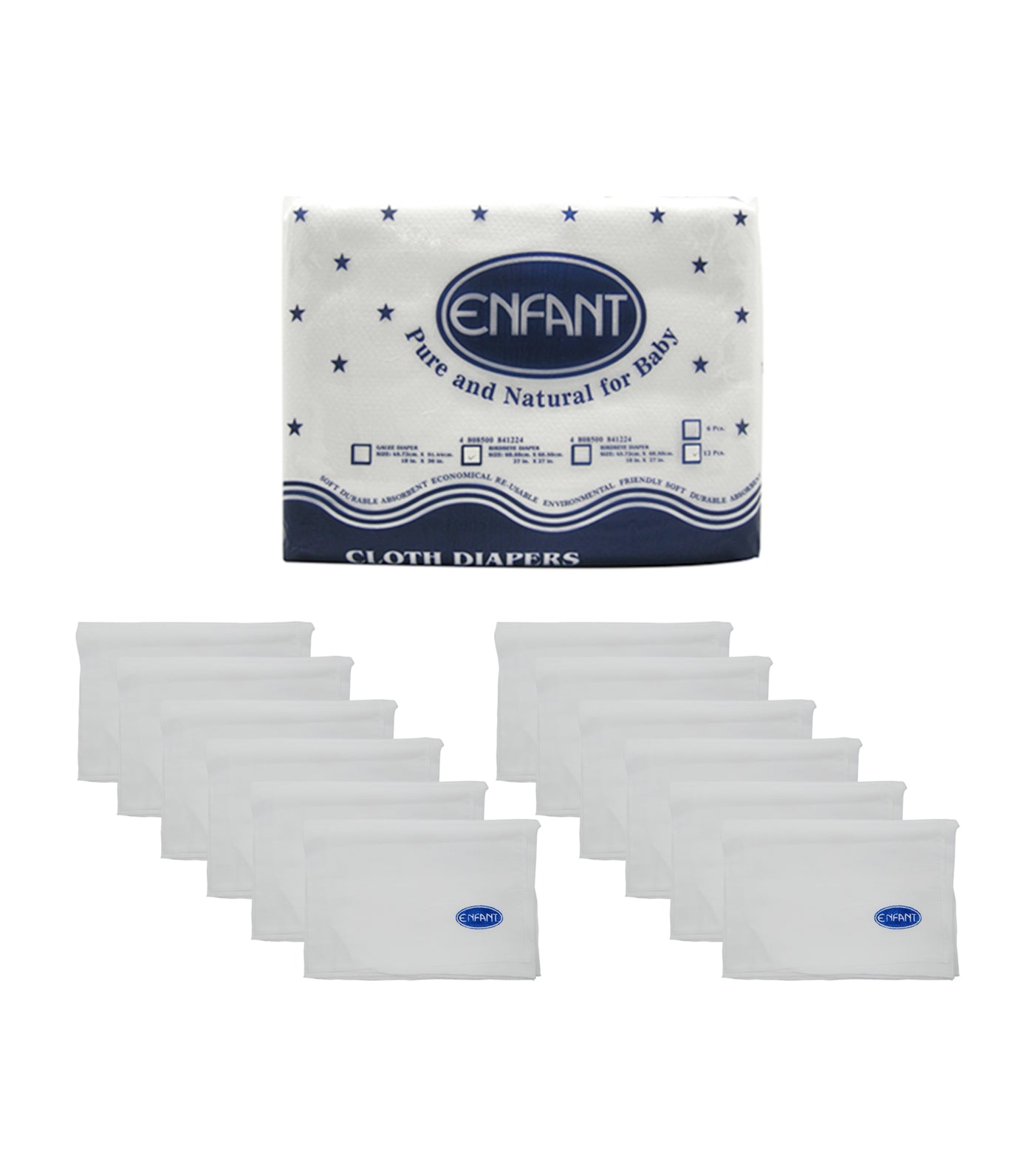 enfant white birdseye cloth diaper set
