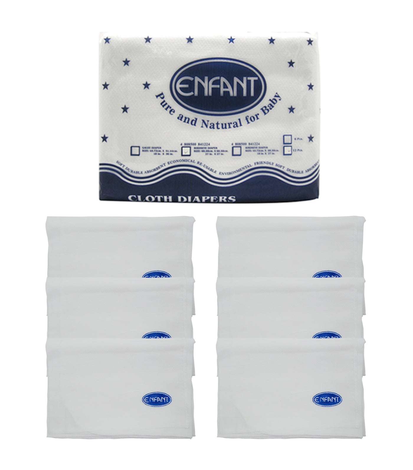 enfant white birdseye cloth diaper set