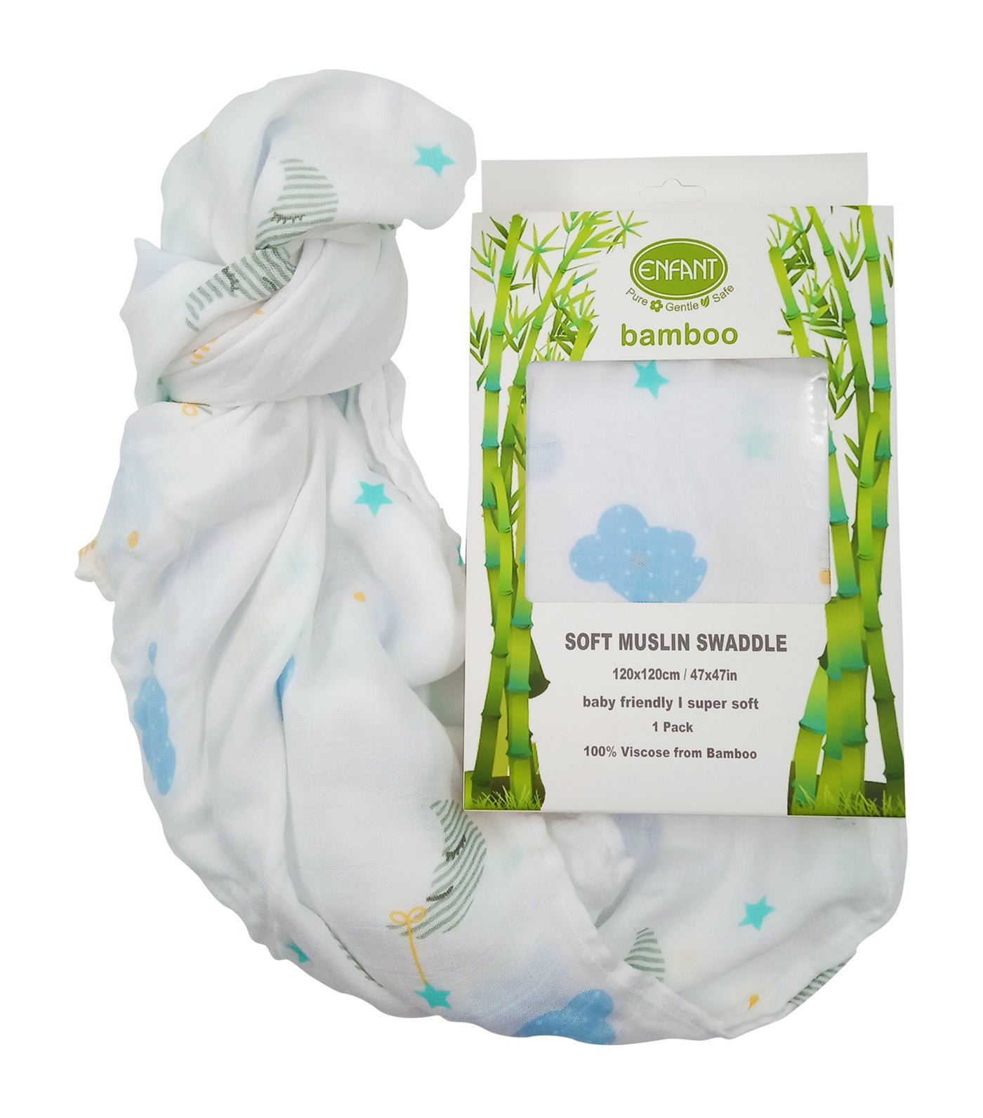 enfant multicolor bamboo muslin swaddle - assorted designs