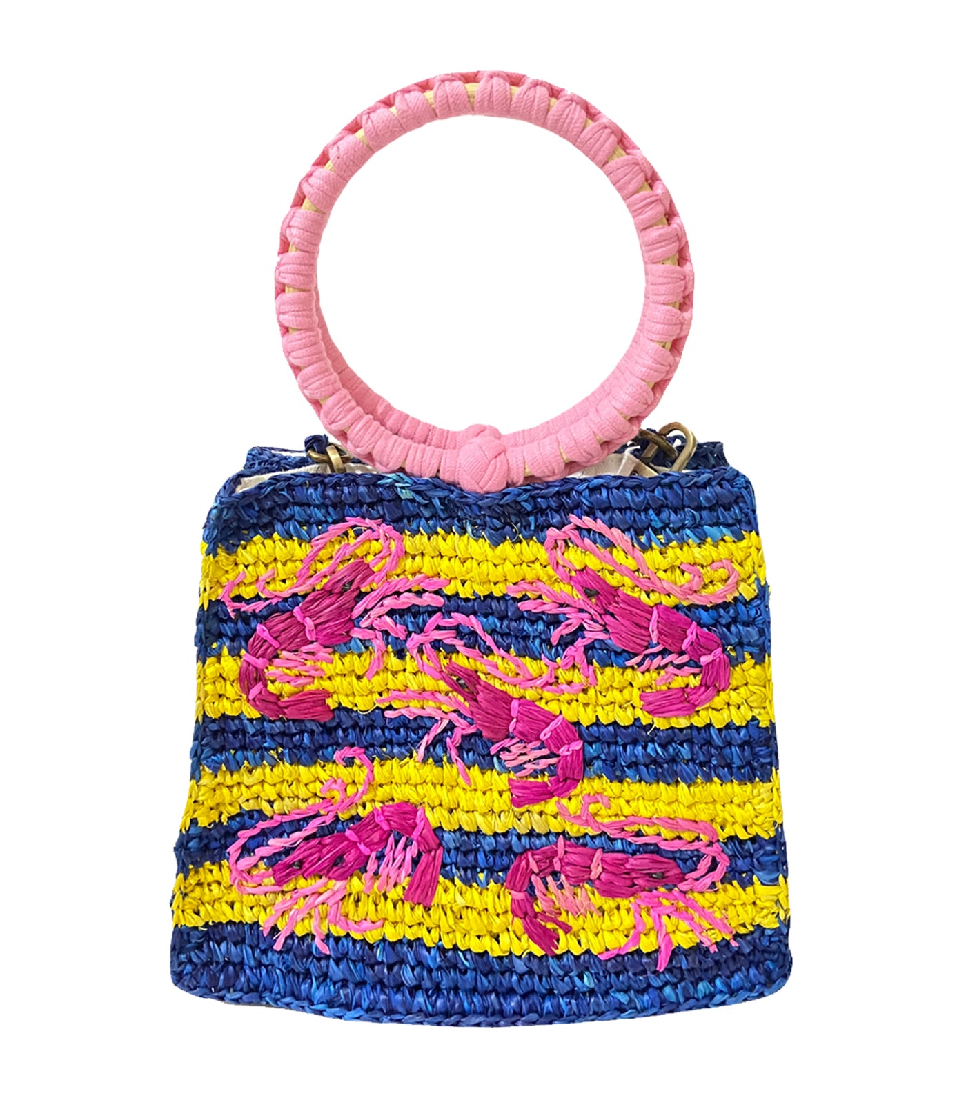 Shelly In Shrimp Handbag Yellow/ Blue/ Pink
