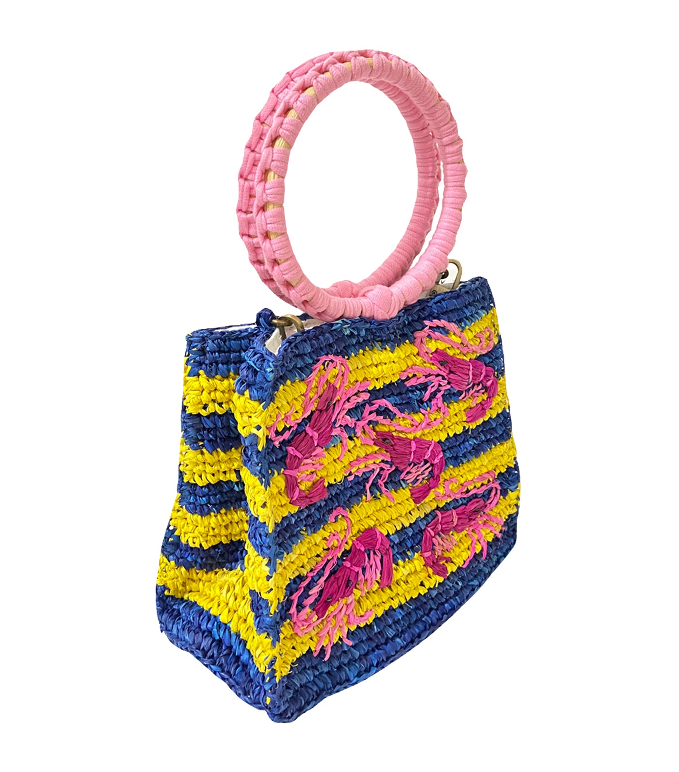 Shelly In Shrimp Handbag Yellow/ Blue/ Pink