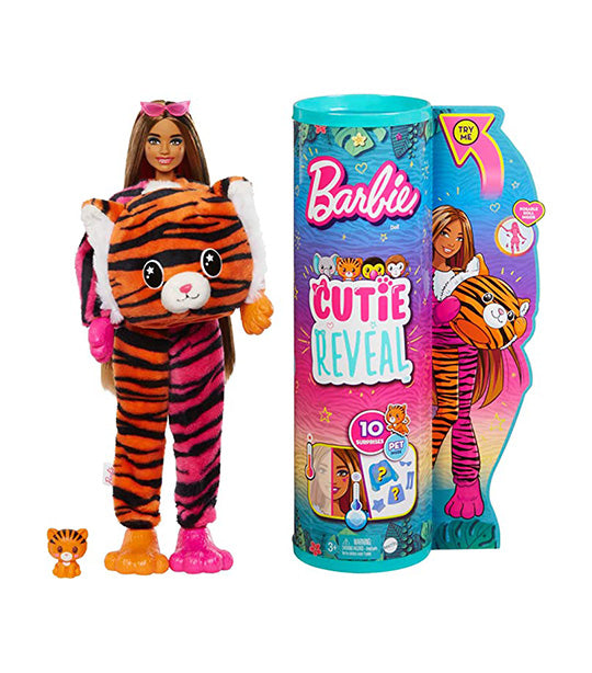 Cutie Reveal Jungle Series - Barbie® Doll with Tiger Plush