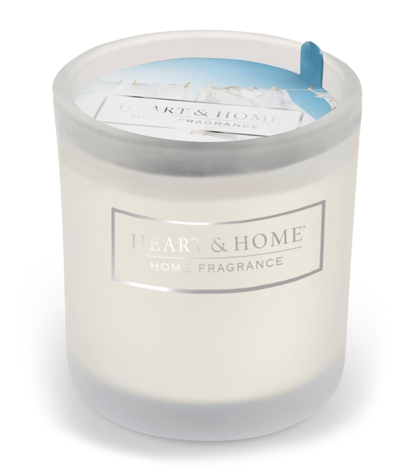 heart & home fresh linen - glass votive soy candle