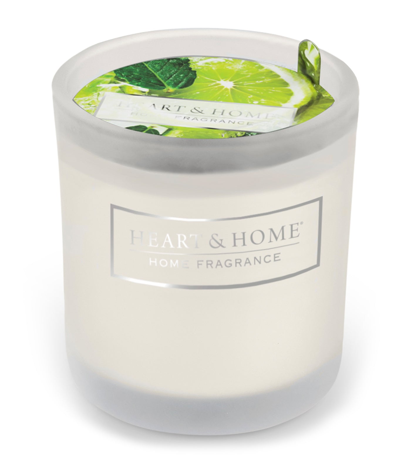 heart & home lime splash - glass votive soy candle