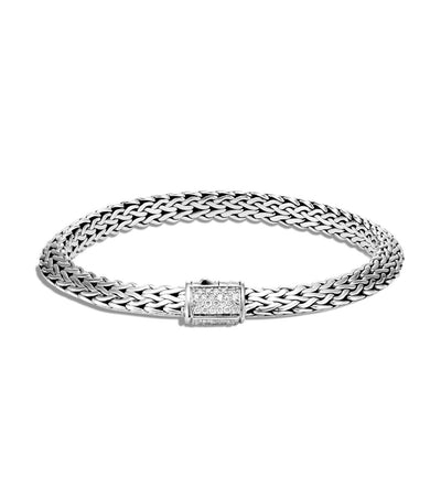 Women's Classic Chain Tiga Bracelet 6.5mm Silver Diamonds