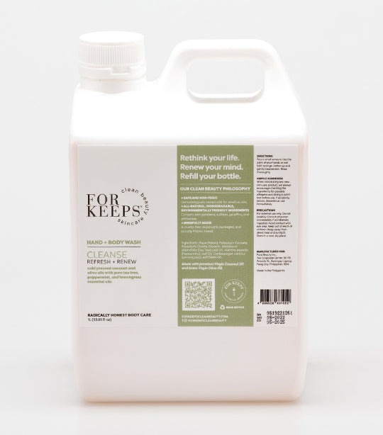 For Keeps Clean Beauty Skincare CLEANSE Hand + Body Wash Refill - 1L