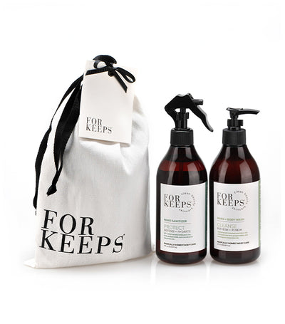 For Keeps Clean Beauty Skincare CLEANSE + PROTECT Canvas Drawstring Set - 475ml
