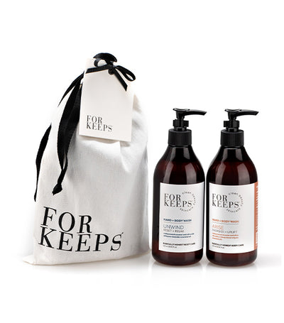 For Keeps Clean Beauty Skincare ARISE + UNWIND Canvas Drawstring Set - 475ml