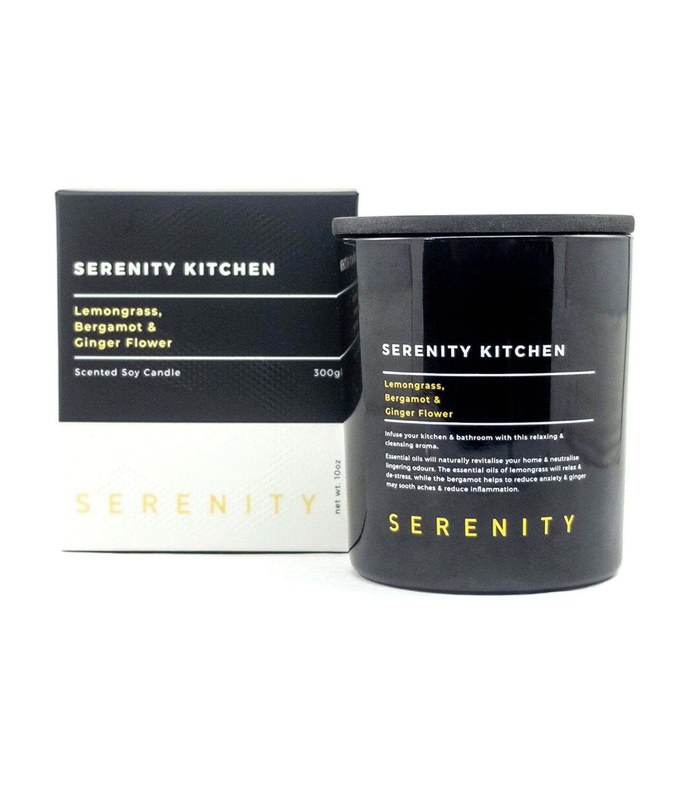 serenity lemongrass, bergamot, and ginger flower scented candle