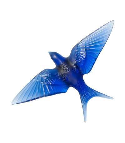 Swallow Wings Down Wall Sculpture - Sapphire Blue Crystal