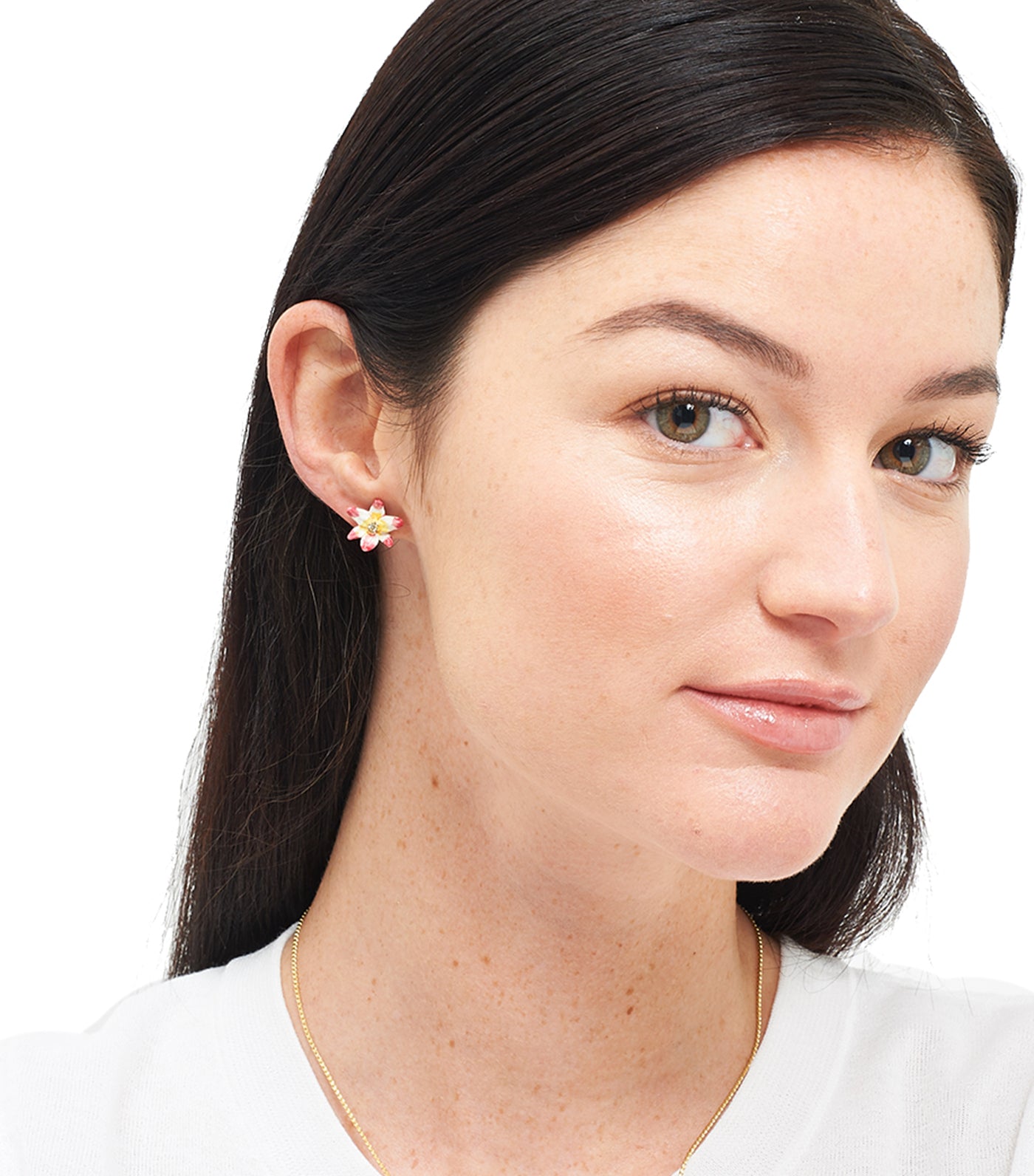 les néréides tropical flower and crystal stud earrings