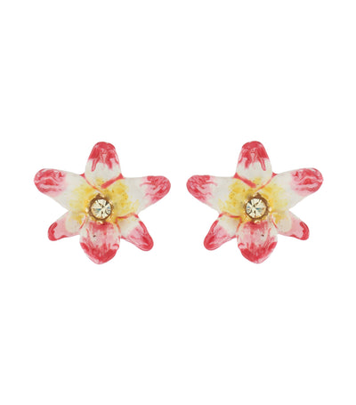 les néréides tropical flower and crystal stud earrings