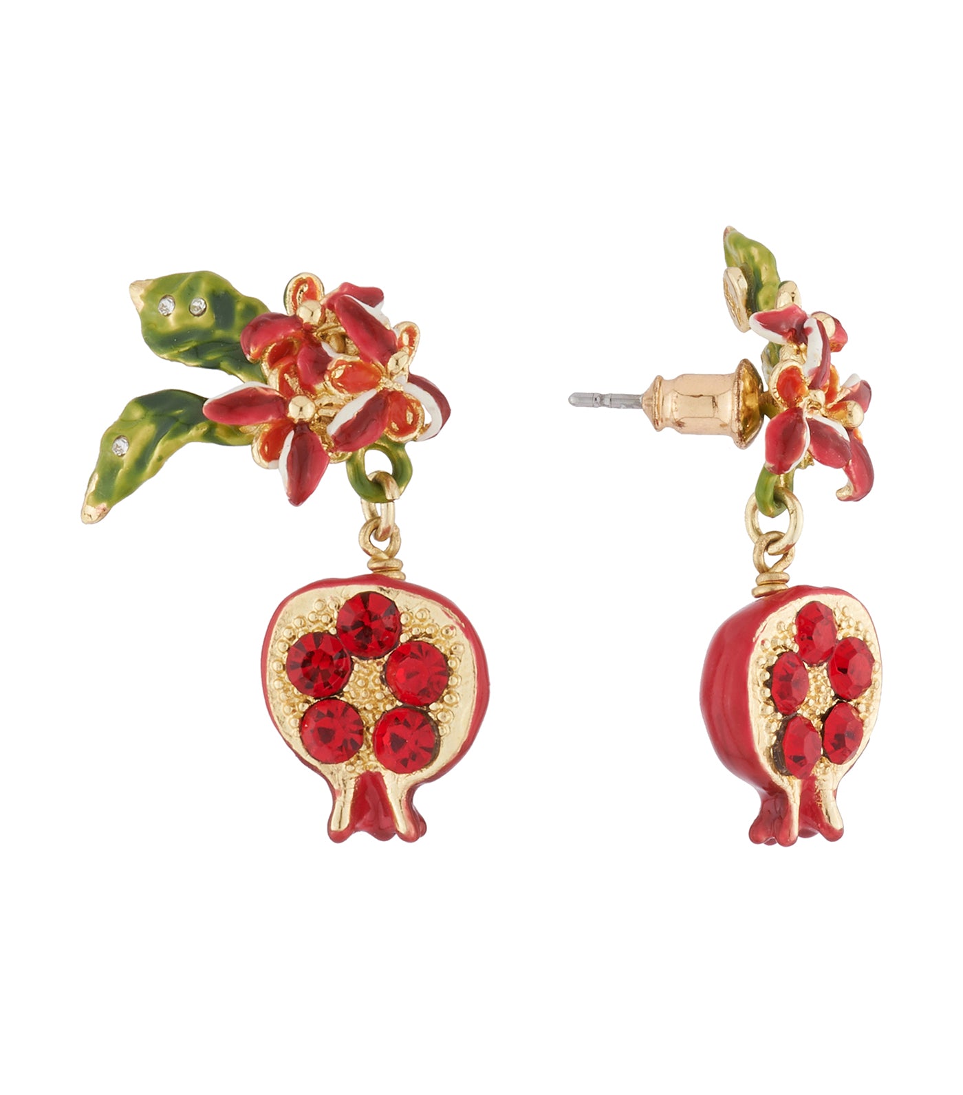 les néréides pomegranate dangling stud earrings